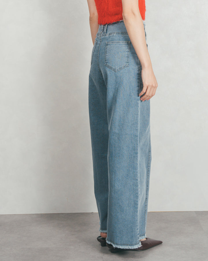 センターシーム リラックスワイドデニム (BLUE)
