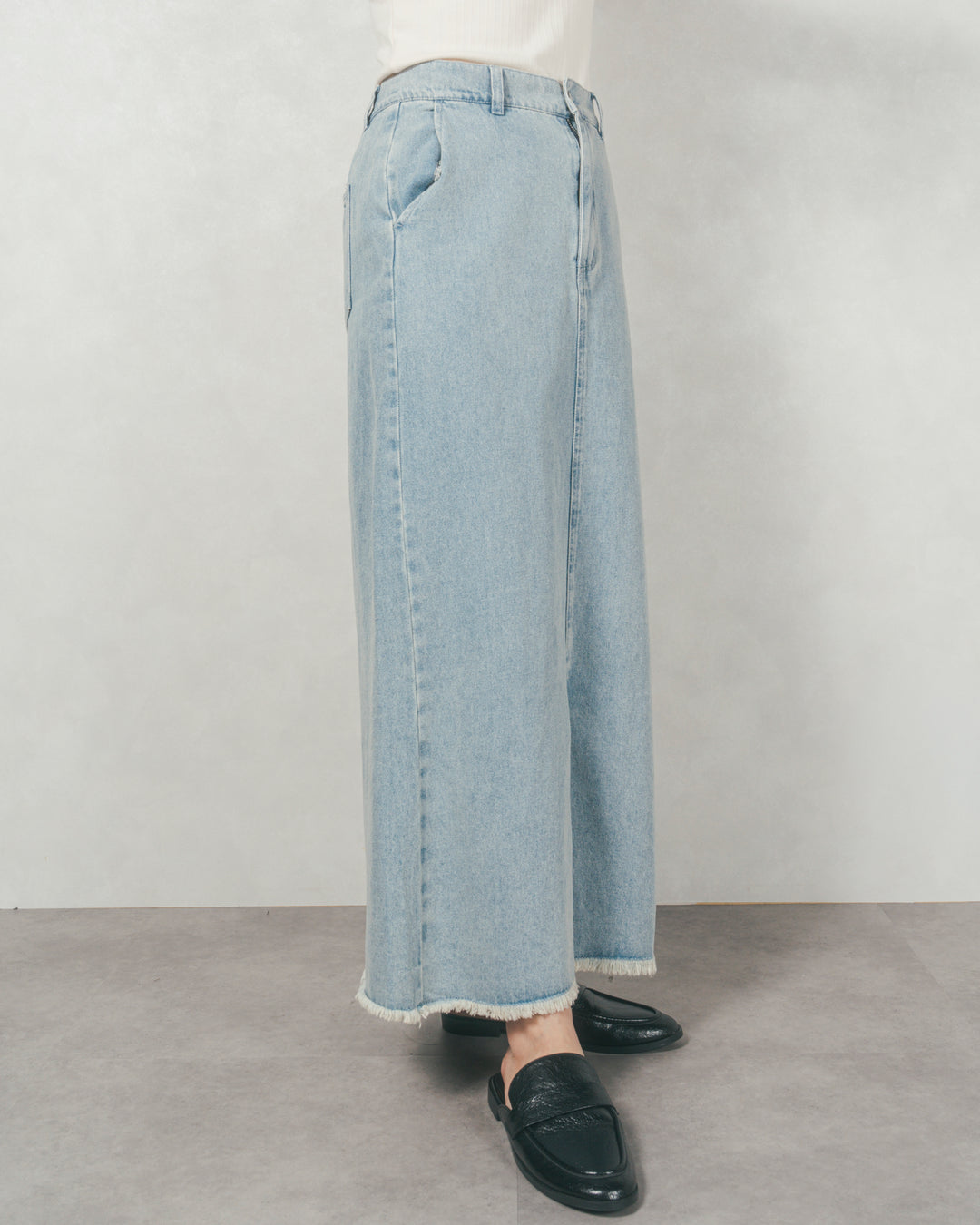 ［SET］テディボア Middleコート+フロントスリット Iラインデニムスカート（2SET）