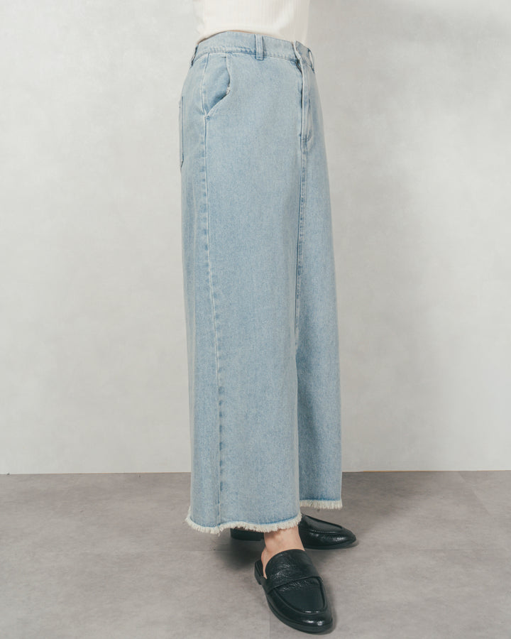 ［SET］テディボア Middleコート+フロントスリット Iラインデニムスカート（2SET）