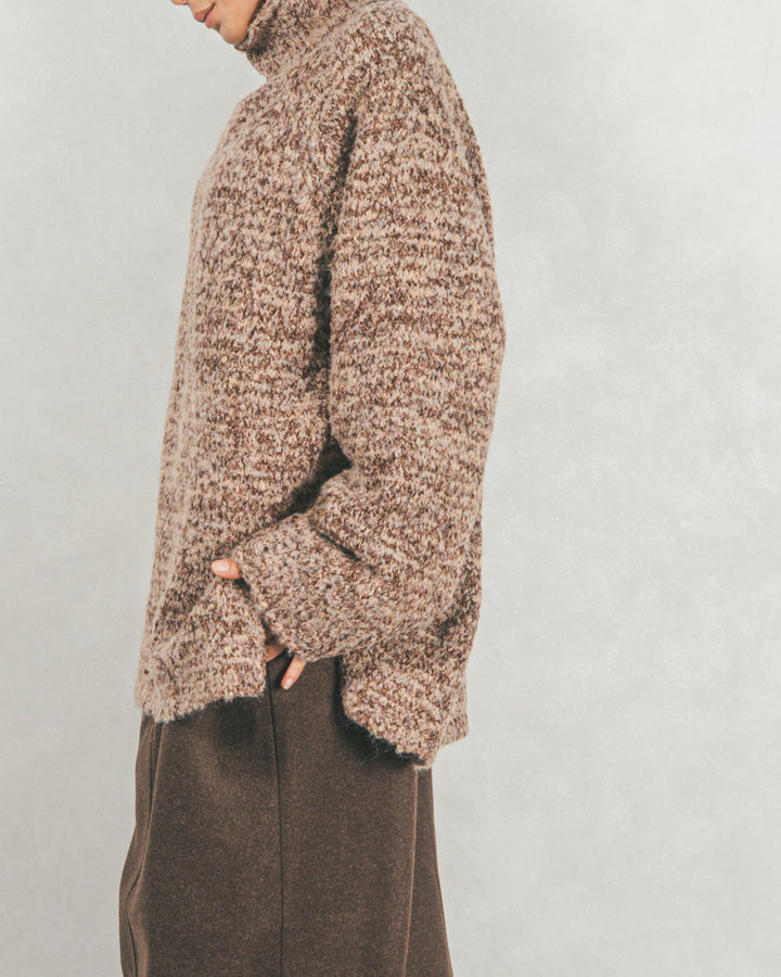 ブークレMix ハイネックニット (BEIGE)