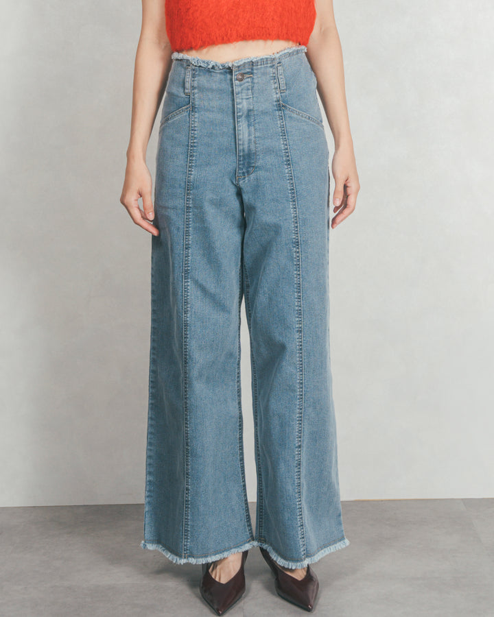 センターシーム リラックスワイドデニム (BLUE)