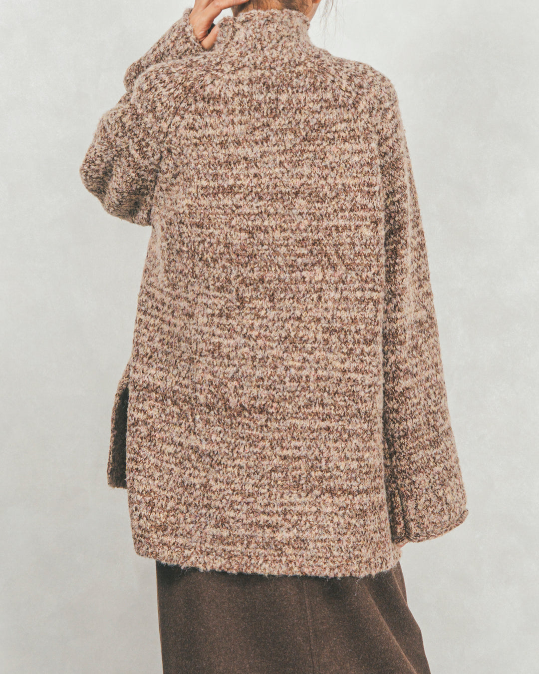 ブークレMix ハイネックニット (BEIGE)