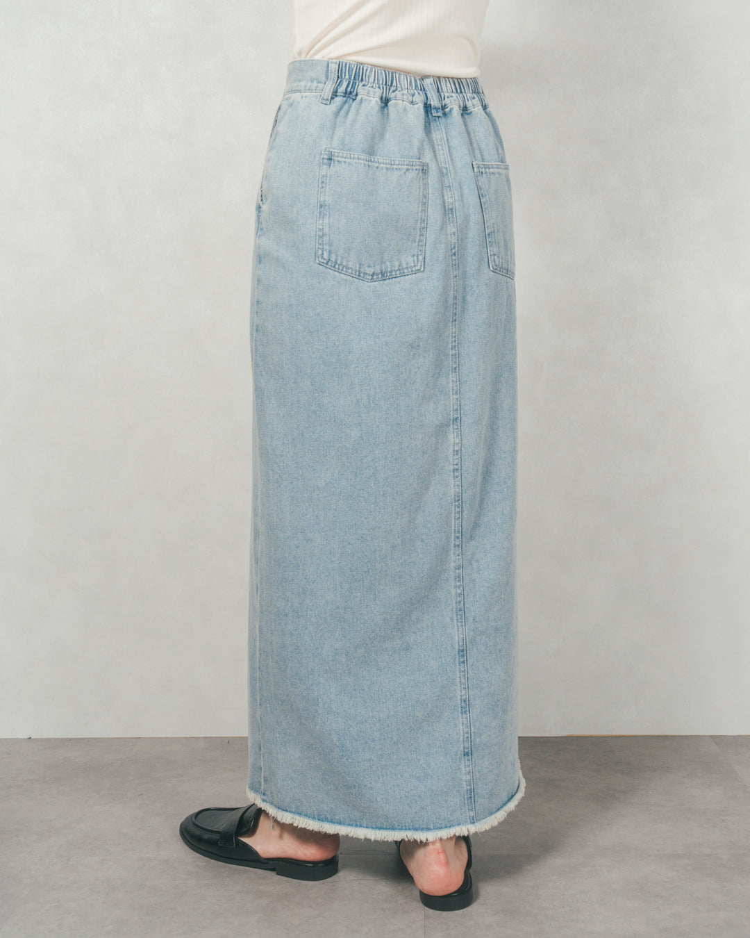 ［SET］テディボア Middleコート+フロントスリット Iラインデニムスカート（2SET）