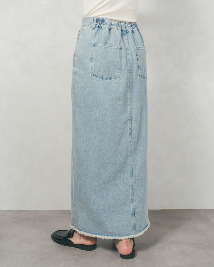 ［SET］テディボア Middleコート+フロントスリット Iラインデニムスカート（2SET）