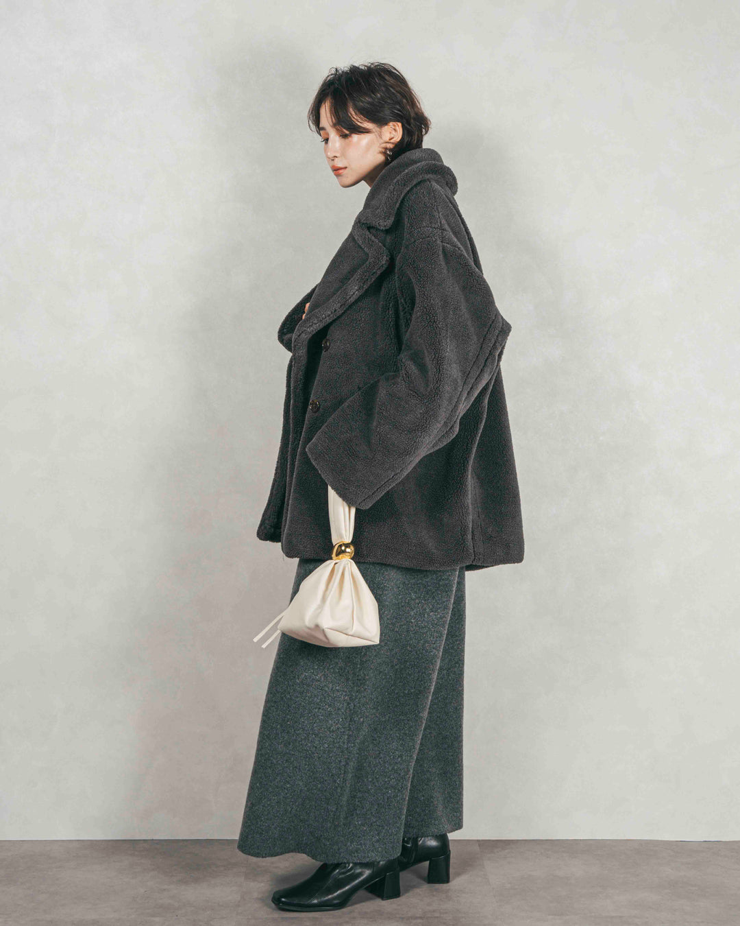 ［SET］テディボア Middleコート+メランジKnitロングワンピース（2SET）