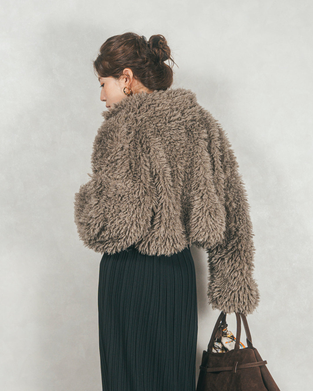 プードルボアZipショートコート (GREIGE)