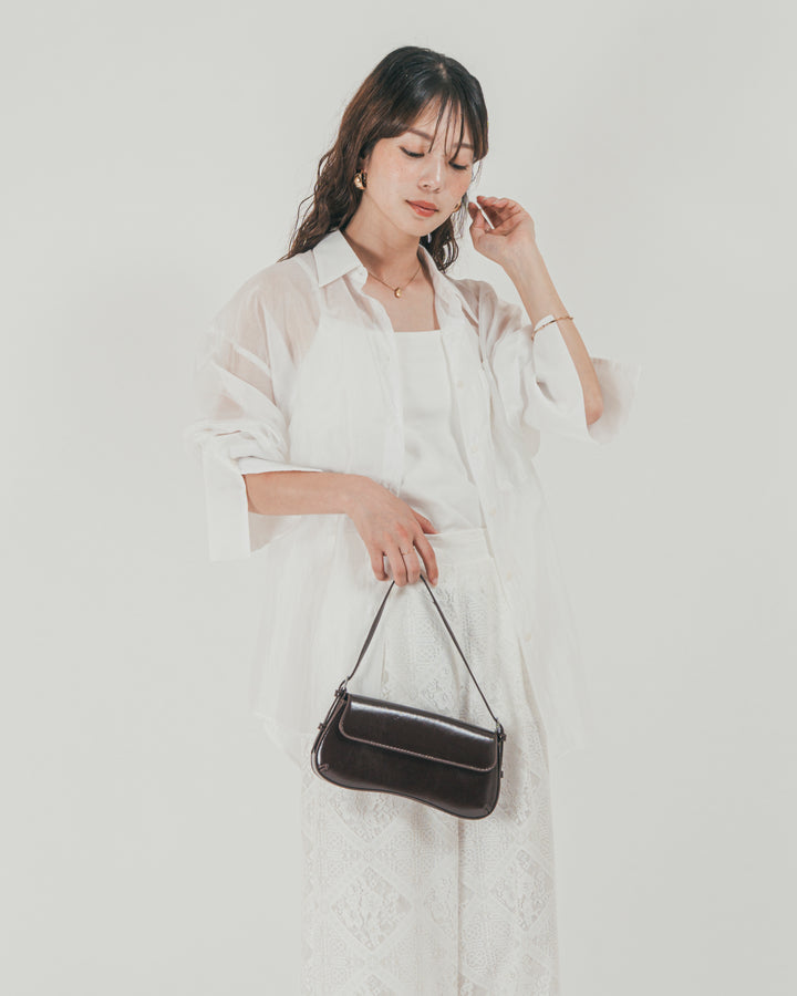 ［SET］Clear Sheer オーバーシャツ + Blockレース　ストレートパンツ（2SET）