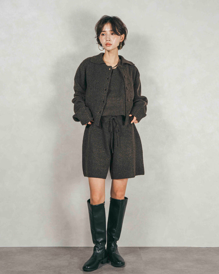 Cloudyメランジハーフパンツ (BROWN)