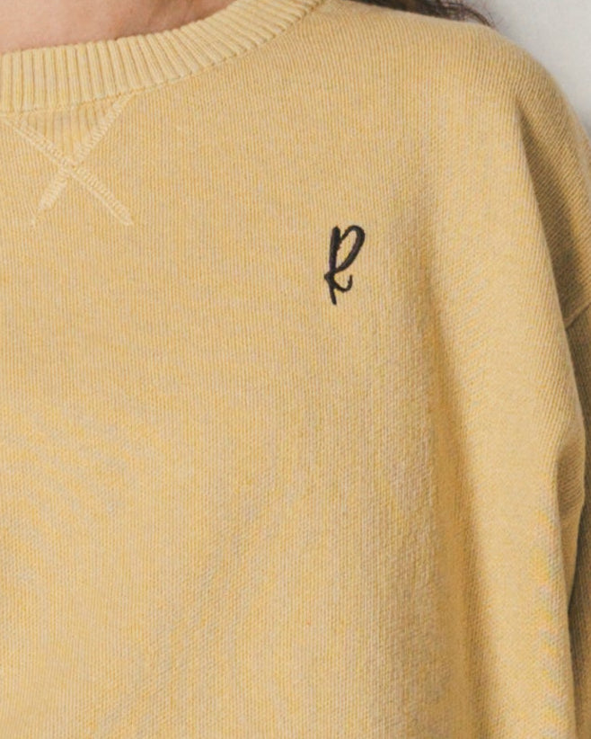 ［SET］スウェットライクロゴ刺繍ニット+Relax 裏起毛カーブパンツ（2SET）