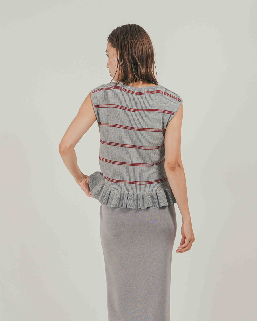 ［SET］Rib Border フリルニット + Relax Knit ストレートスカート（2SET）