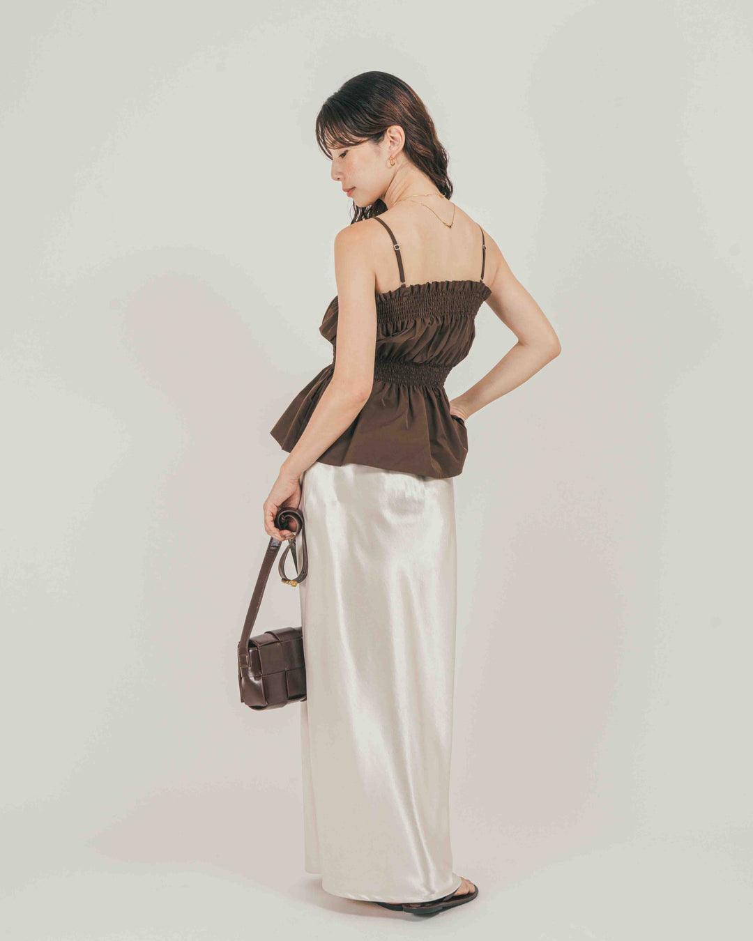 ［SET］【撥水】Summerシャーリングキャミ + サテンNarrowスカート（2SET）