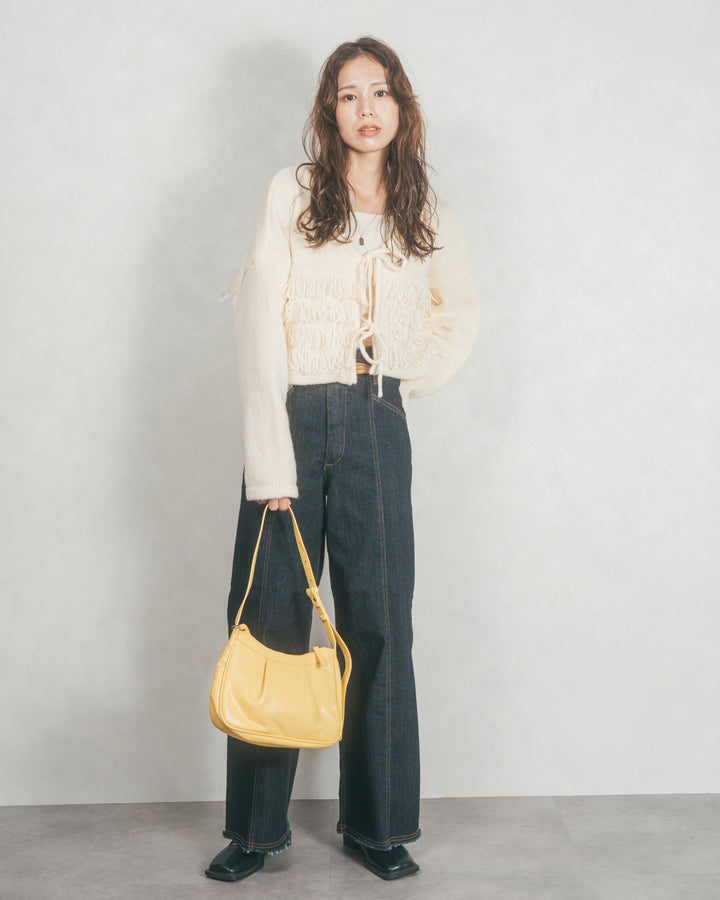 ループ編みフリンジカーディガン (IVORY)