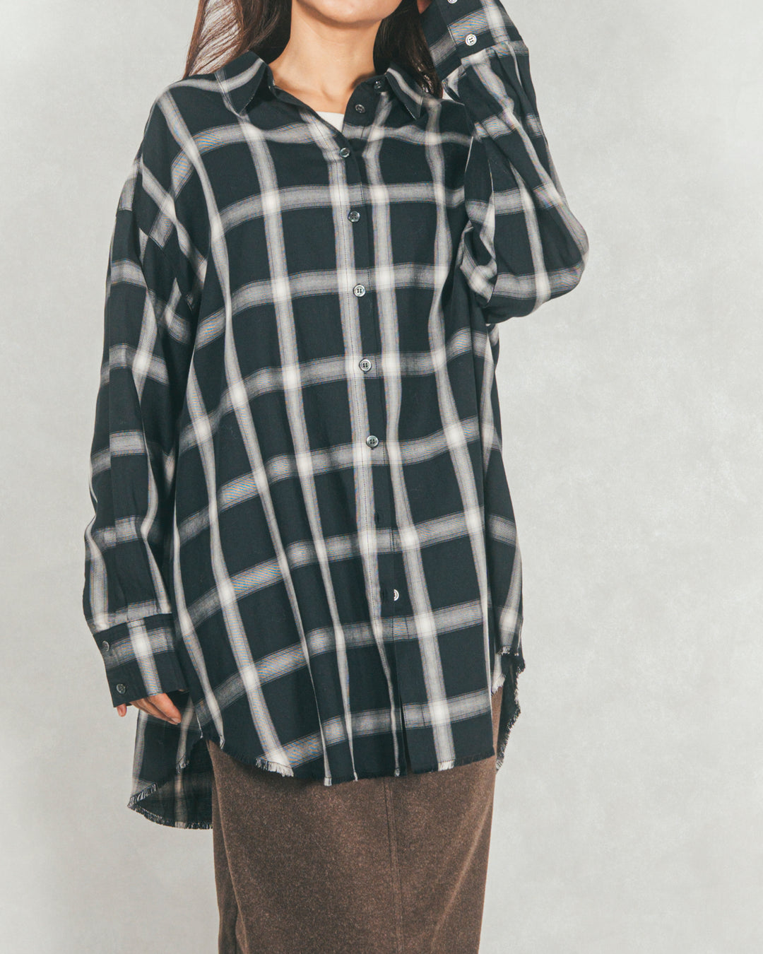 Looseチェックシャツ (BLACK)