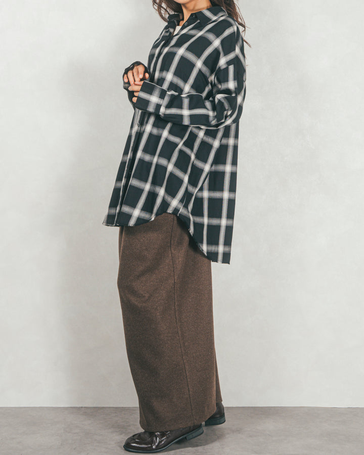 Looseチェックシャツ (BLACK)