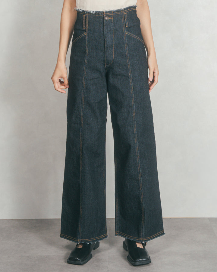 センターシーム リラックスワイドデニム (ONE WASH)