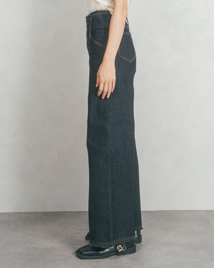 センターシーム リラックスワイドデニム (ONE WASH)