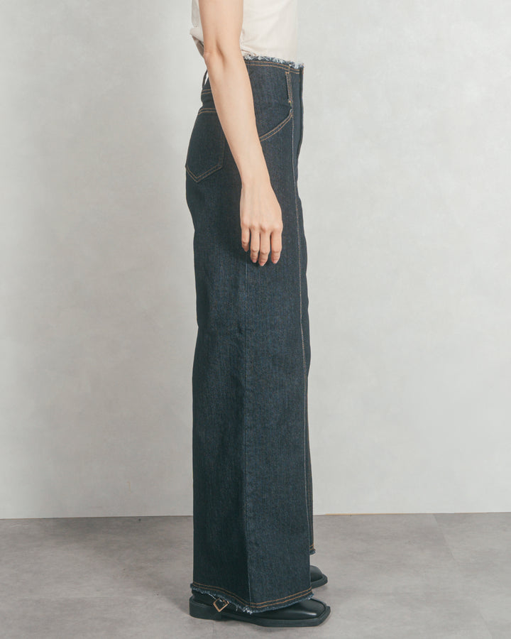 センターシーム リラックスワイドデニム (ONE WASH)