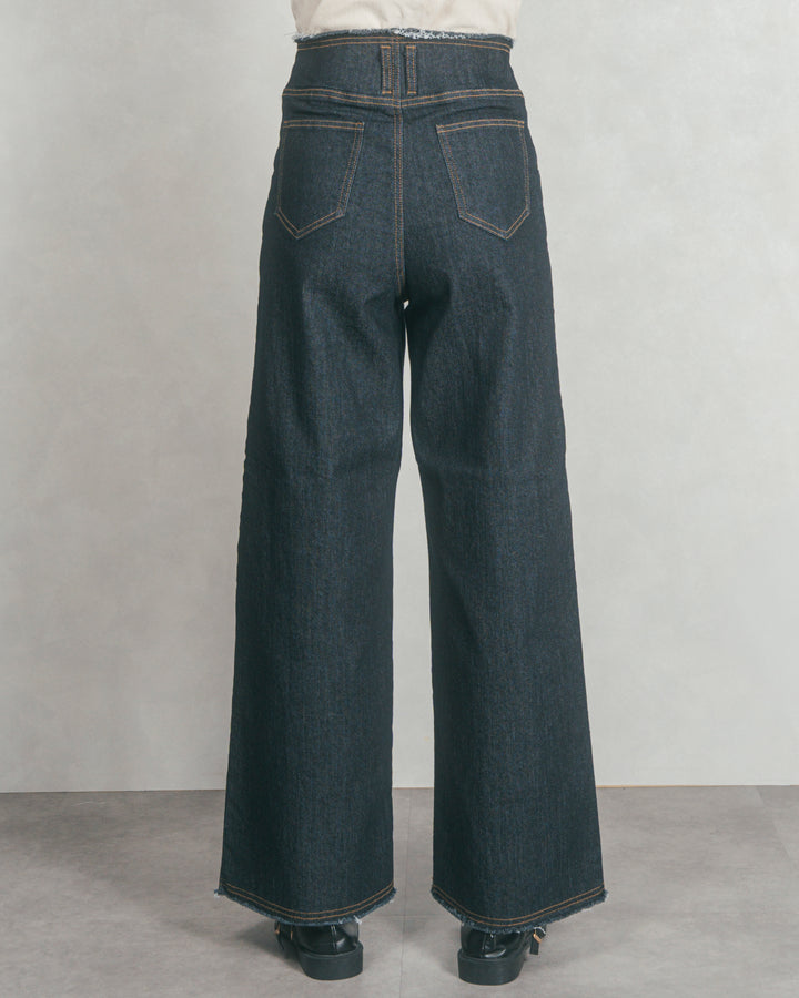 センターシーム リラックスワイドデニム (ONE WASH)
