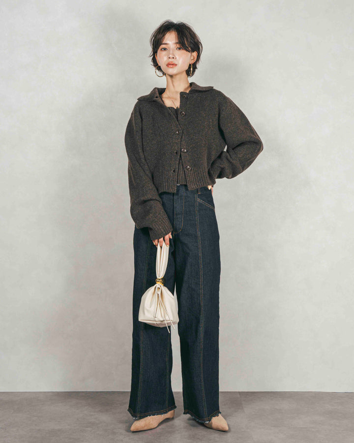 Cloudyメランジクロップドベスト (BROWN)