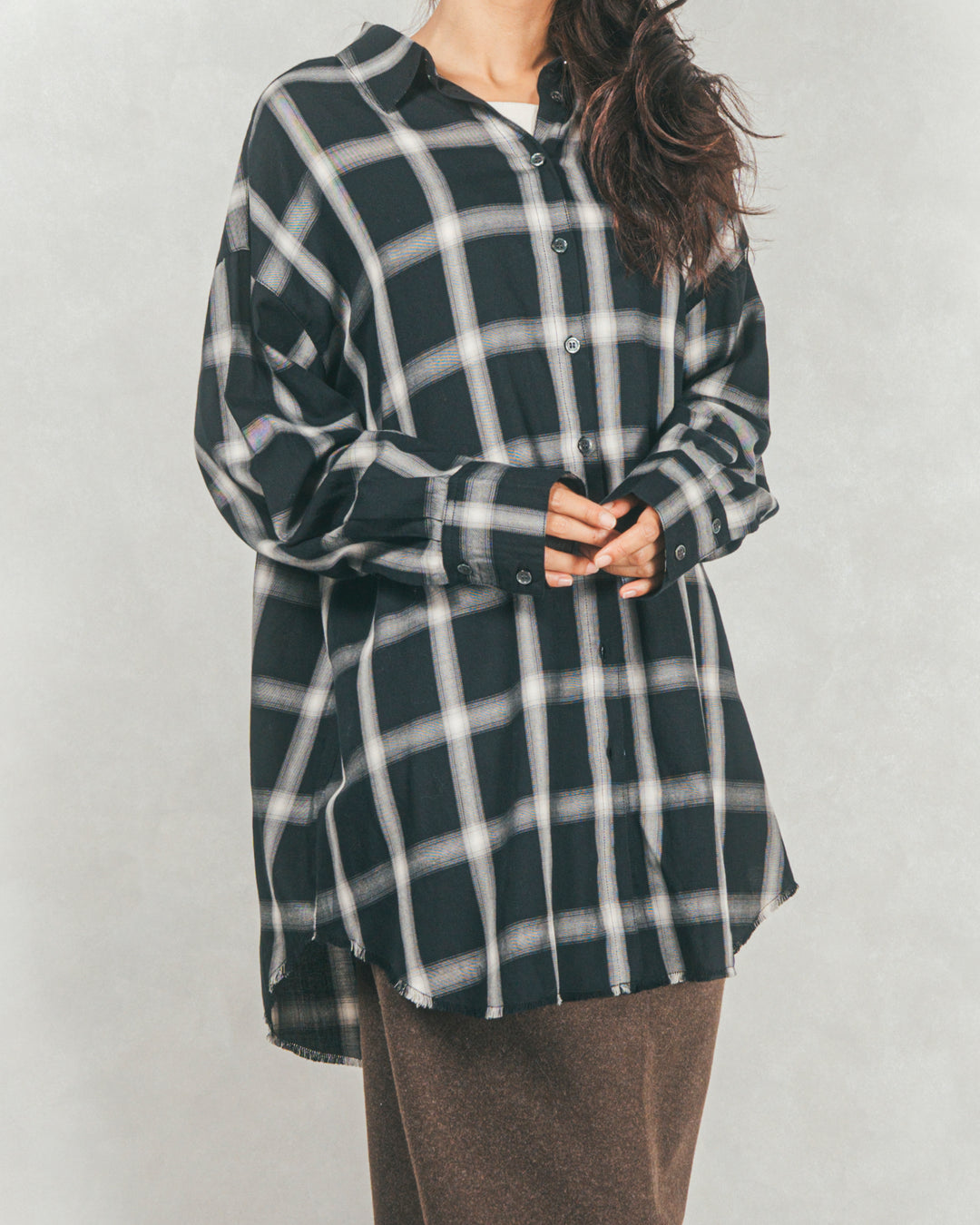 Looseチェックシャツ (BLACK)