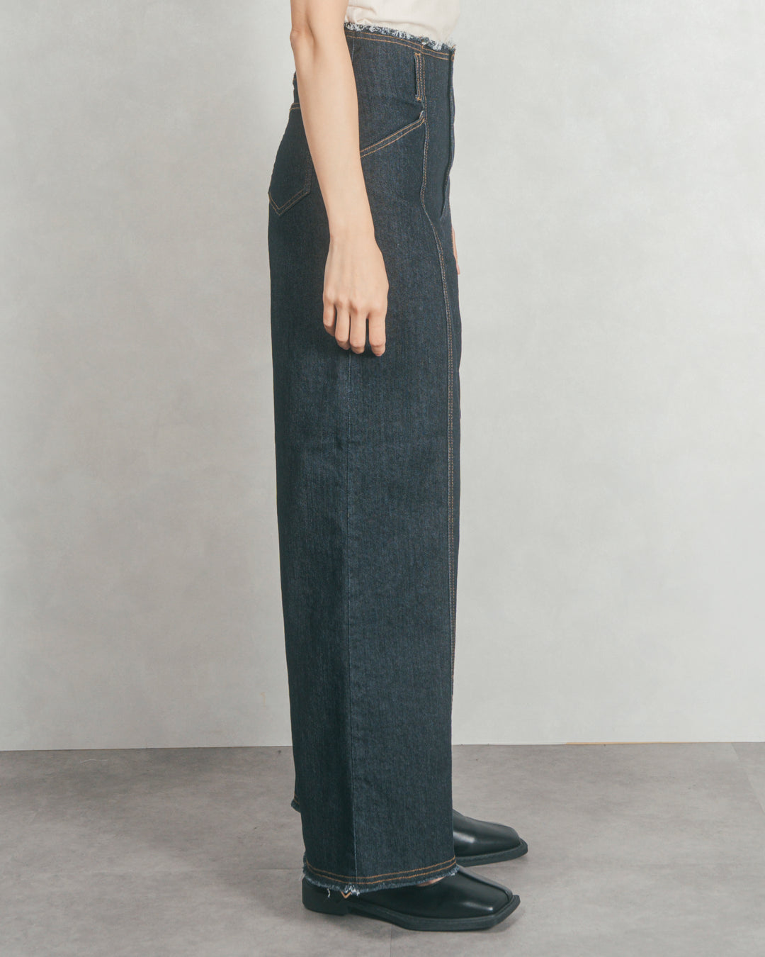 センターシーム リラックスワイドデニム (ONE WASH)