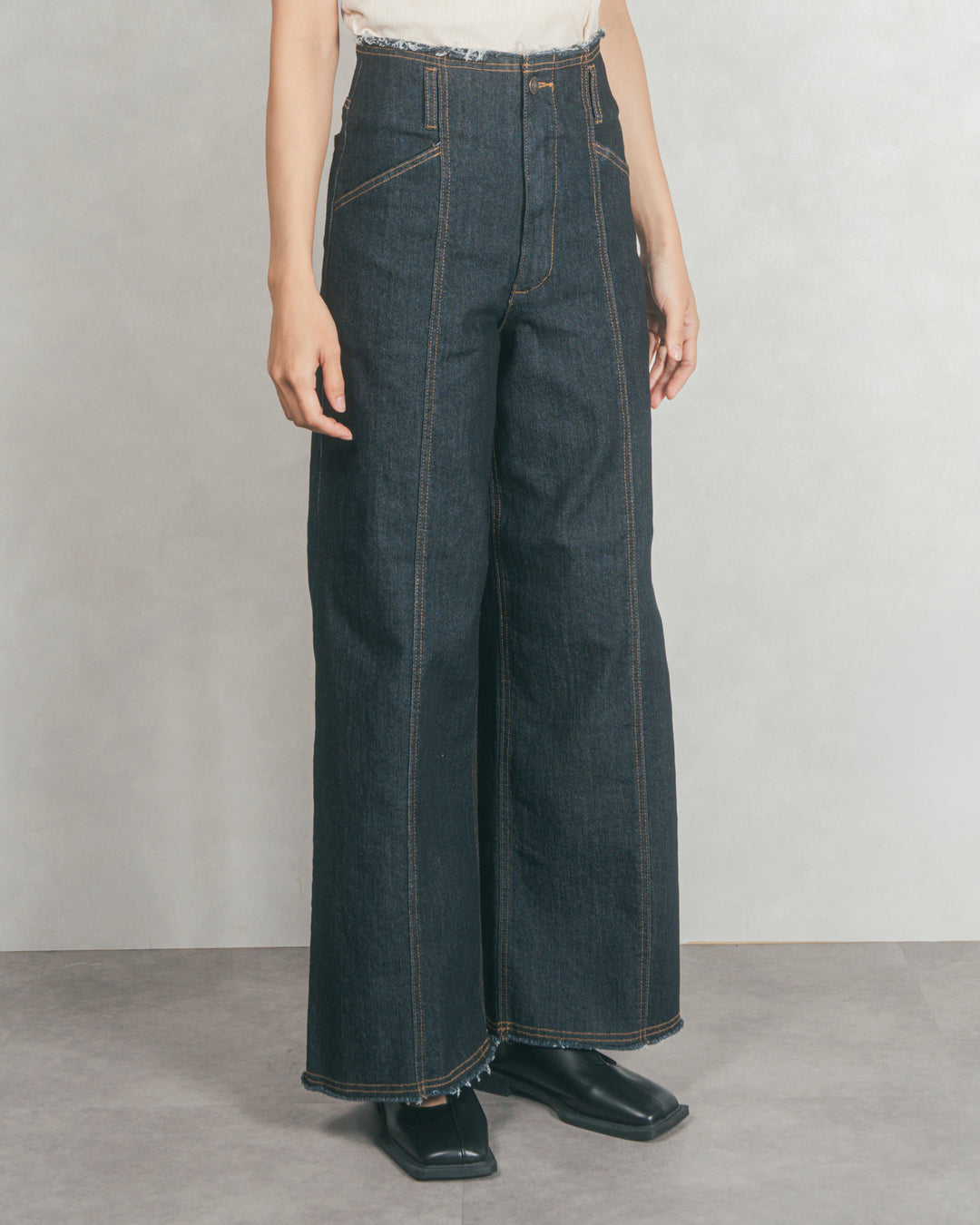 センターシーム リラックスワイドデニム (ONE WASH)