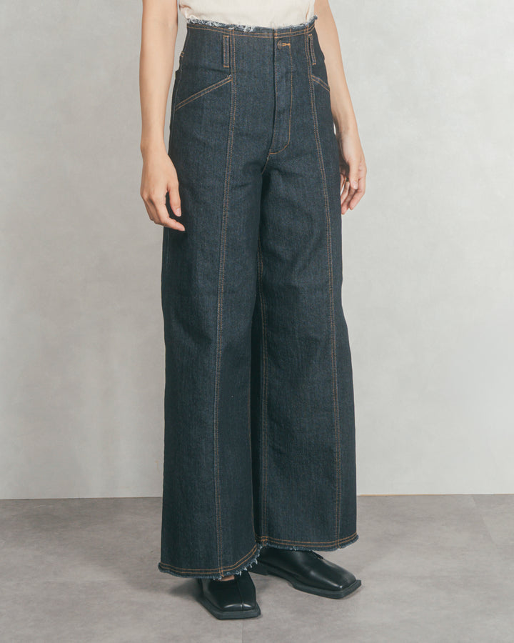 センターシーム リラックスワイドデニム (ONE WASH)