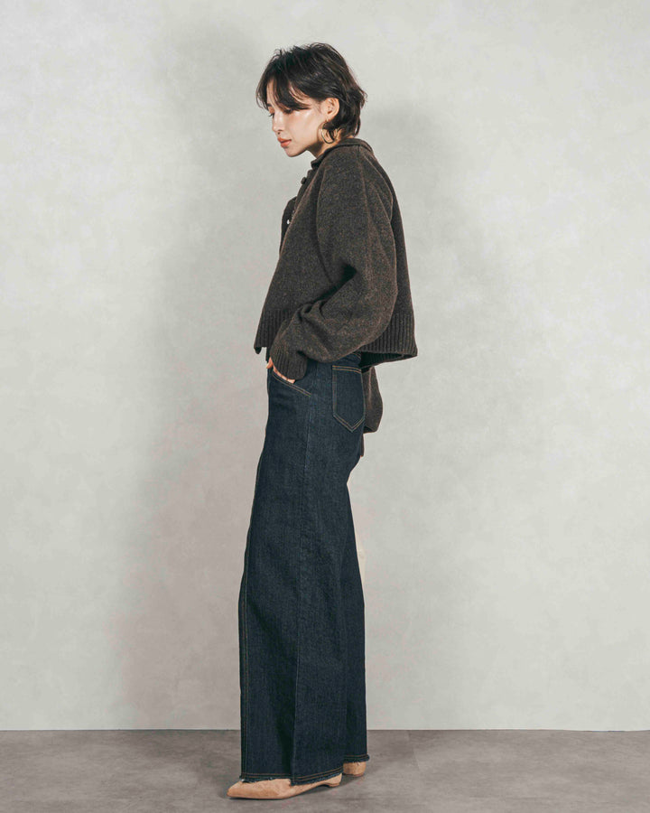 Cloudyメランジクロップドベスト (BROWN)