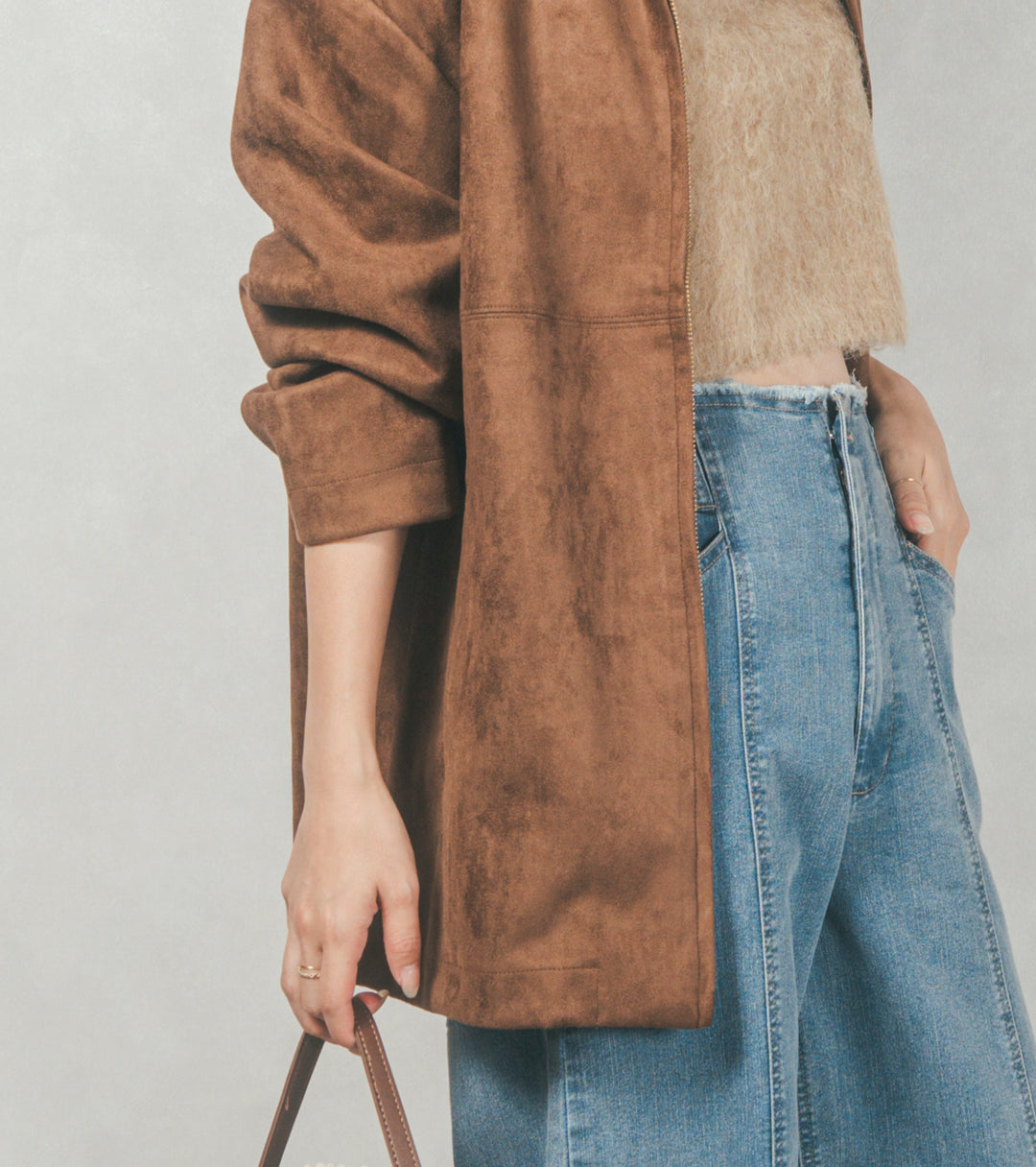 スゥエードライクジップブルゾン (BROWN)