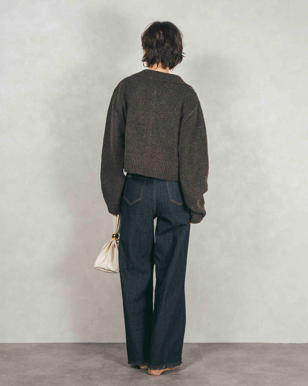 Cloudyメランジクロップドベスト (BROWN)