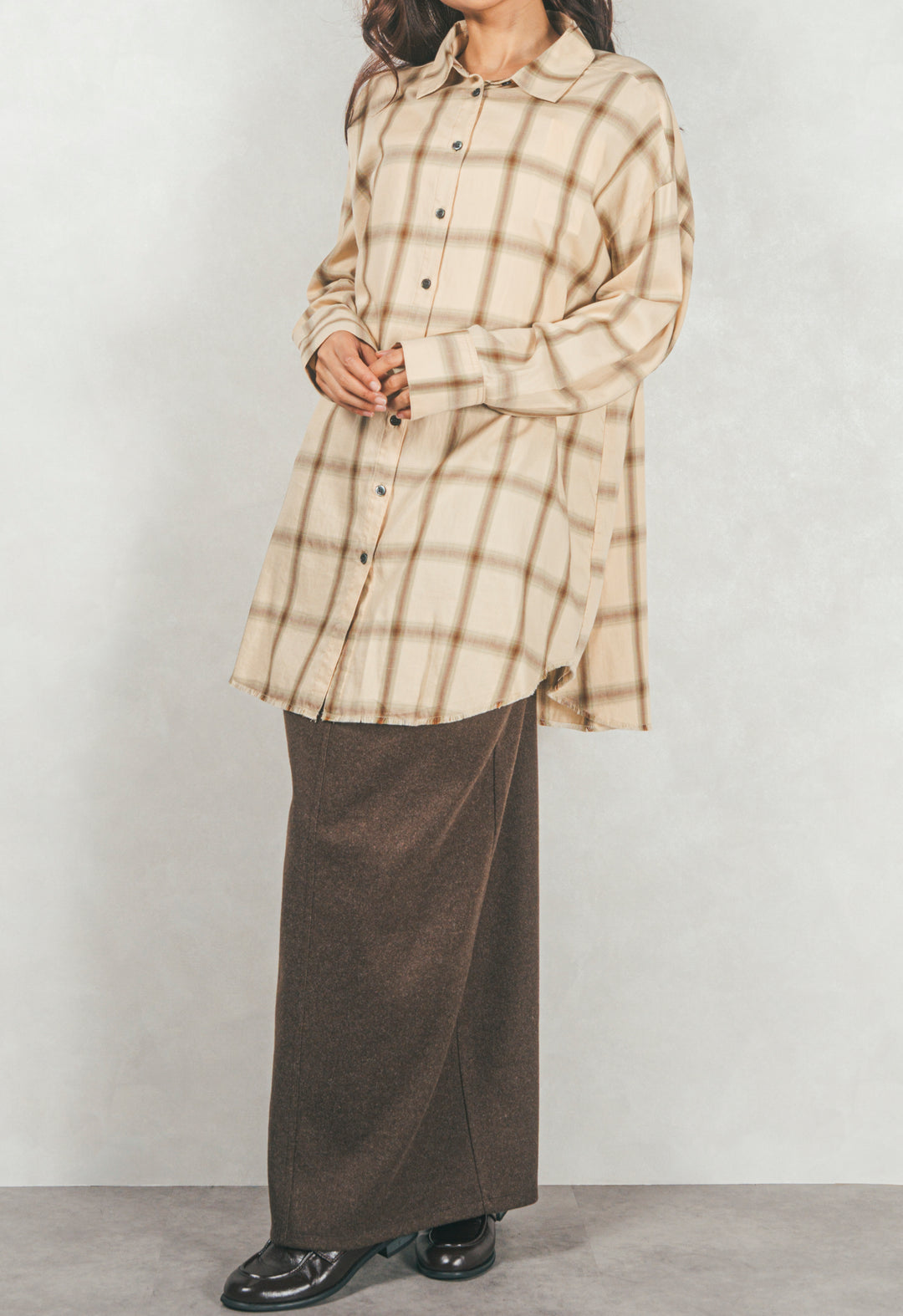 Looseチェックシャツ (BEIGE)