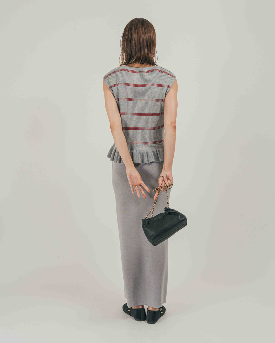 ［SET］Rib Border フリルニット + Relax Knit ストレートスカート（2SET）