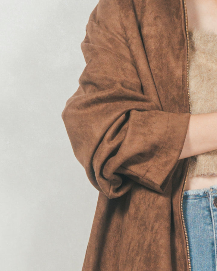 スゥエードライクジップブルゾン (BROWN)