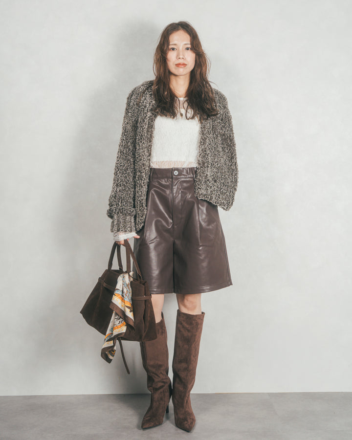 ファーニットLuxeカーデコート (MIX BROWN)