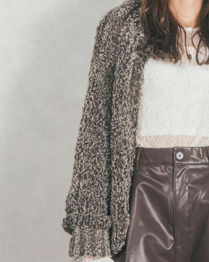 ファーニットLuxeカーデコート (MIX BROWN)