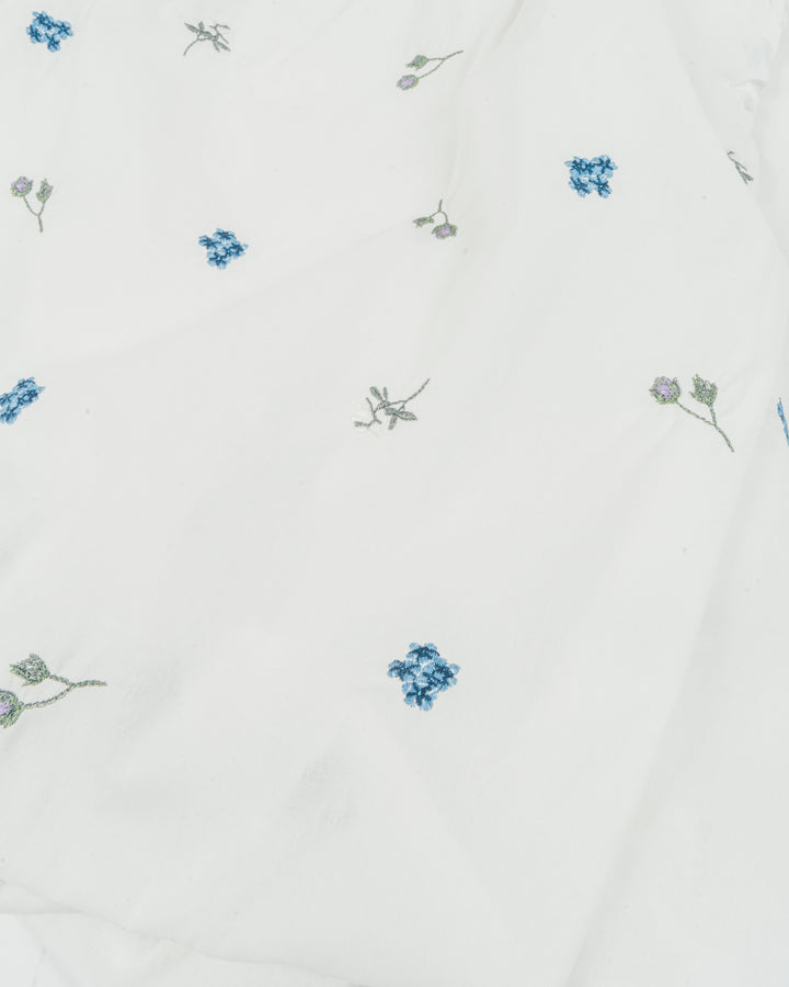 ［SET］Flower刺繍バルーンノースリブラウス + スラブデニム イージーパンツ（2SET）