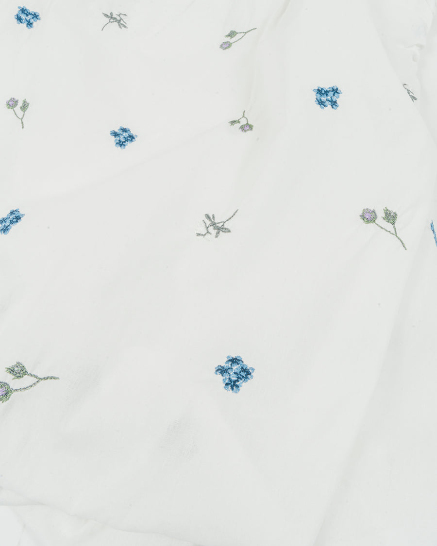 ［SET］Flower刺繍バルーンノースリブラウス + スラブデニム イージーパンツ（2SET）