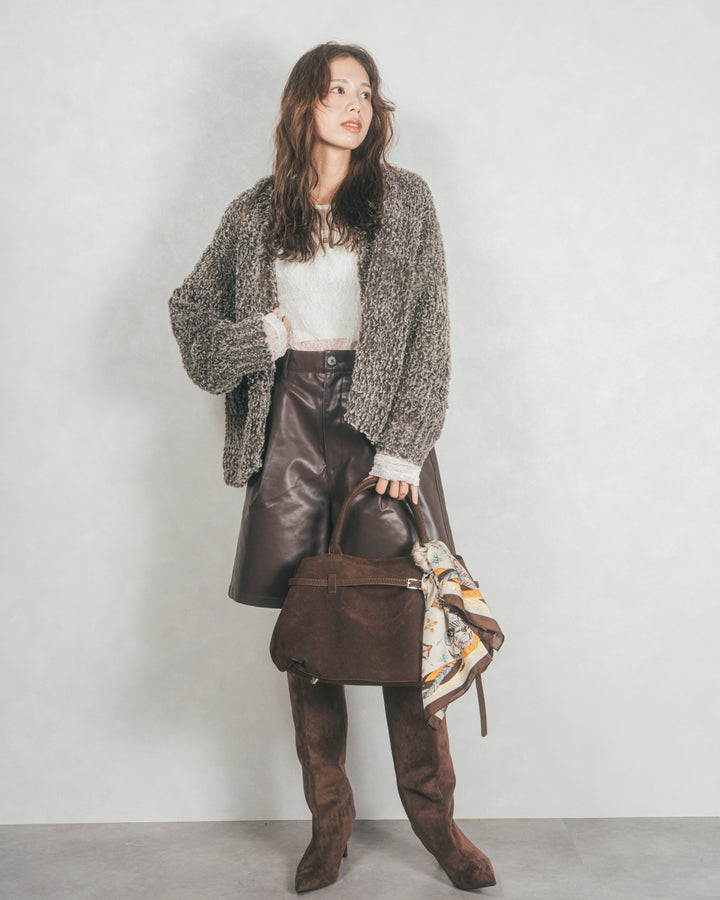 ファーニットLuxeカーデコート (MIX BROWN)