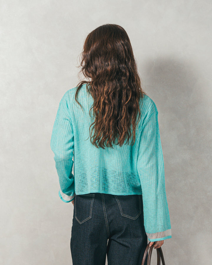 ［SET］フレアスリーブリブカーデ+センターシーム リラックスカラーデニム（2SET）