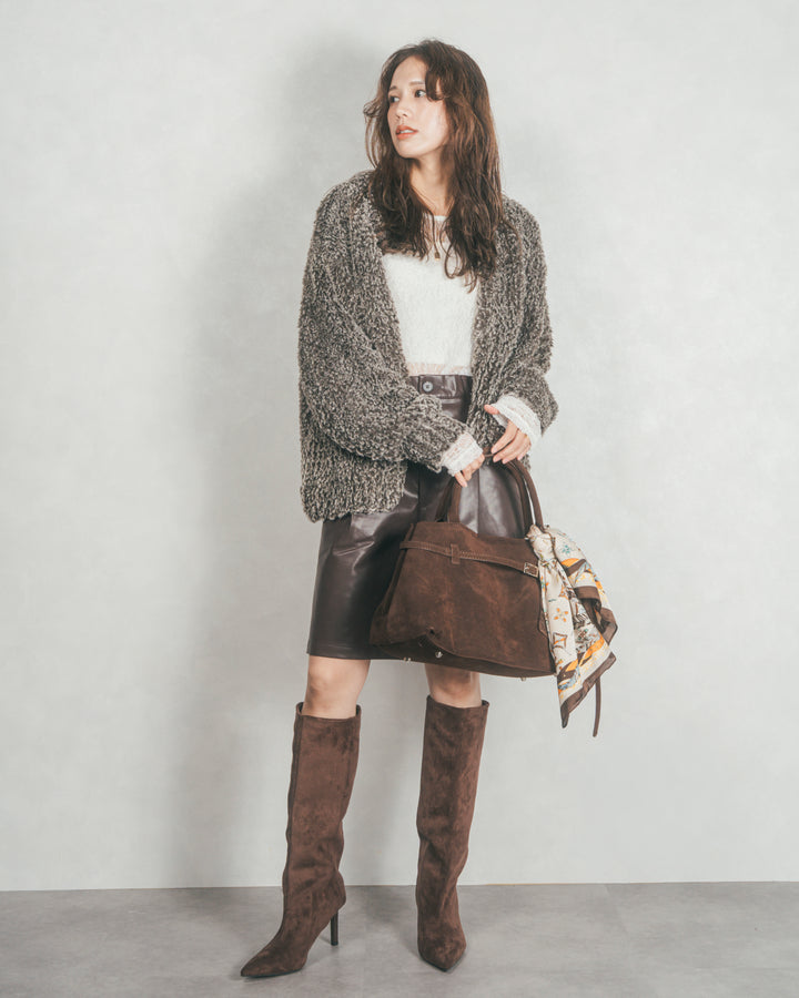 ファーニットLuxeカーデコート (MIX BROWN)