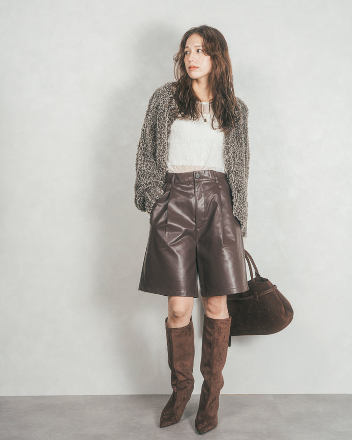 ファーニットLuxeカーデコート (MIX BROWN)