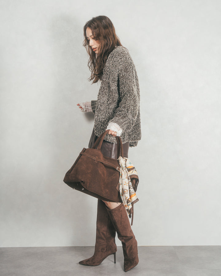 ファーニットLuxeカーデコート (MIX BROWN)