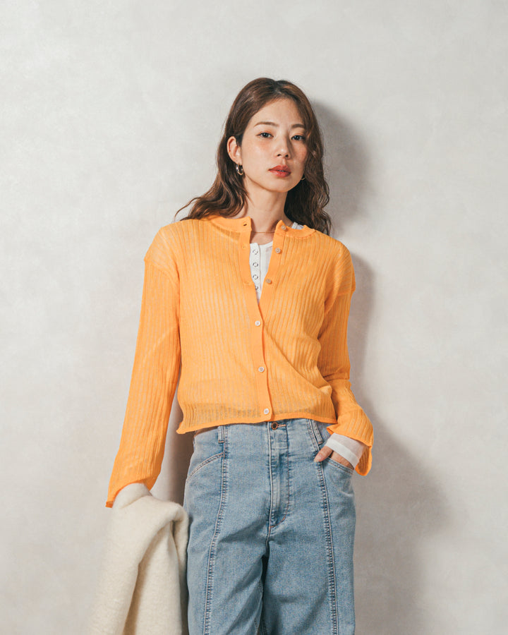 ［SET］フレアスリーブラメリブカーデ+センターシーム リラックスカラーデニム（2SET）