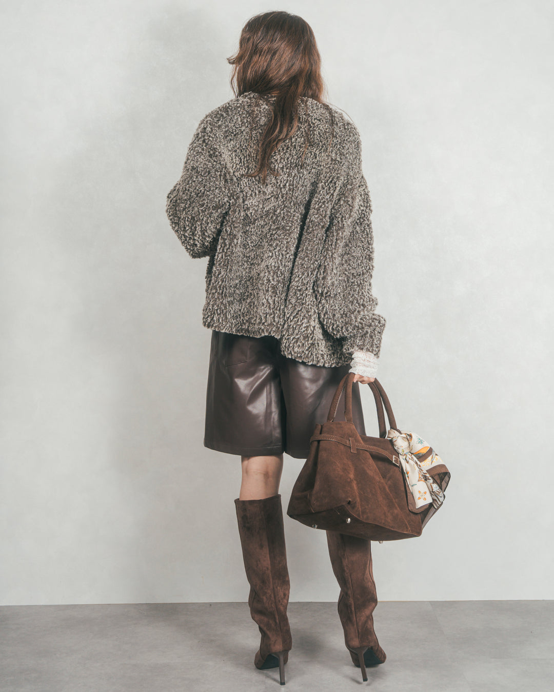 ファーニットLuxeカーデコート (MIX BROWN)