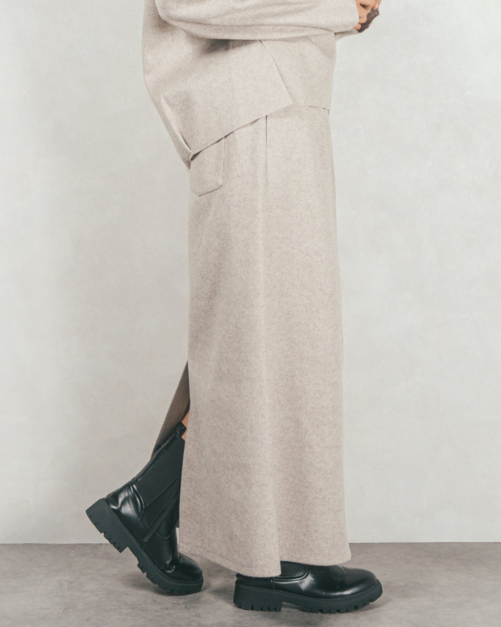 ［SET］Smoothニットソー Vネックプルオーバー+Smoothニットソー Narrowスカート