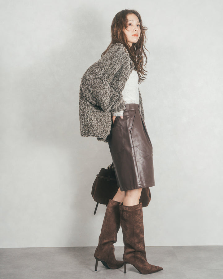 ファーニットLuxeカーデコート (MIX BROWN)