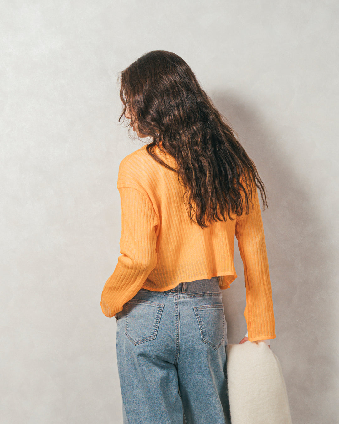 ［SET］フレアスリーブラメリブカーデ+センターシーム リラックスカラーデニム（2SET）