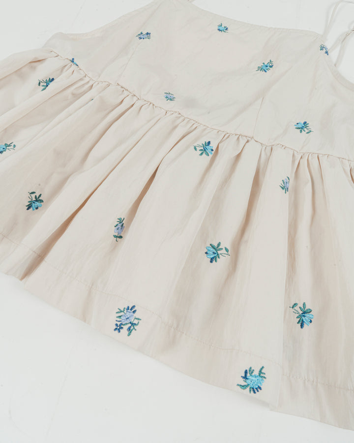 ［SET］Flower刺繍　ボリュームキャミ + Flowerプリントフリルブラウス + 10oz ニュアンスバイカラー リラックスワイドデニム（3SET）
