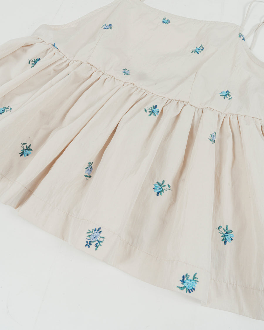 ［SET］Flower刺繍　ボリュームキャミ + Flowerプリントフリルブラウス + 10oz ニュアンスバイカラー リラックスワイドデニム（3SET）