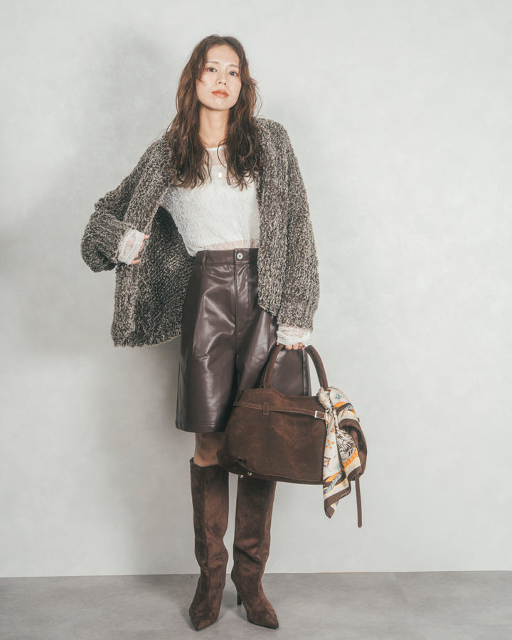 ファーニットLuxeカーデコート (MIX BROWN)